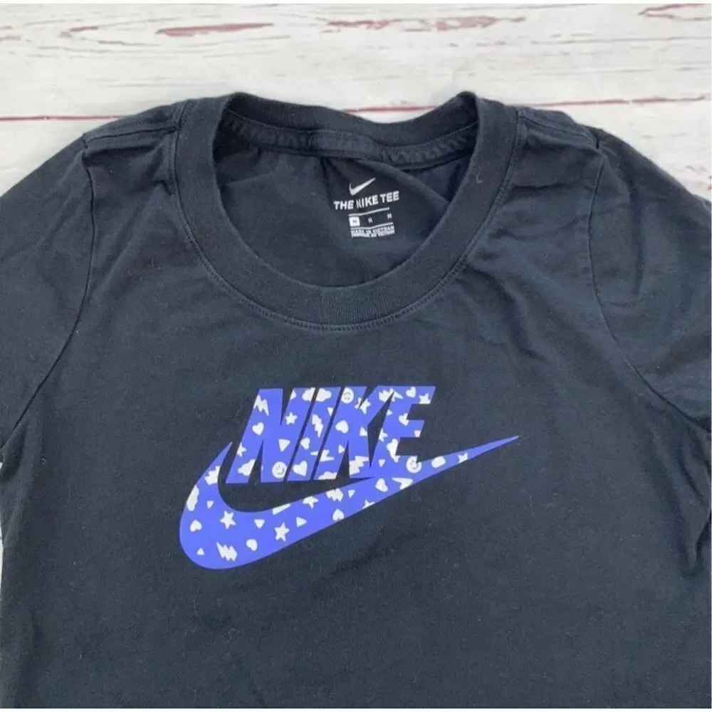 The Nike Tee Girls Black Short Sleeve Tee Purple Nike Graphic Size M